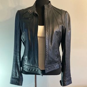 Genuine leather moto style jacket